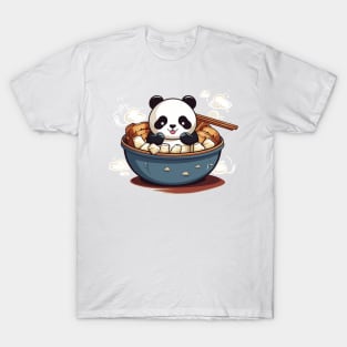 Panda Food Passion: Cuddly Charm Ramen Panda Feast Mode: Culinary Cuteness T-Shirt